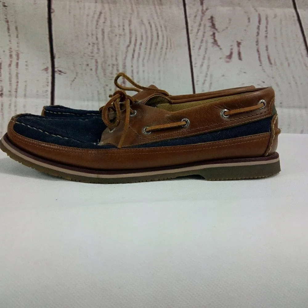 NAUTICA Men’s Size 13 Leather Canvas Boat Shoes